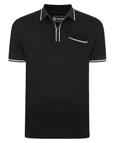 KAM Peach Finish Polo with 1/4 Zip Black